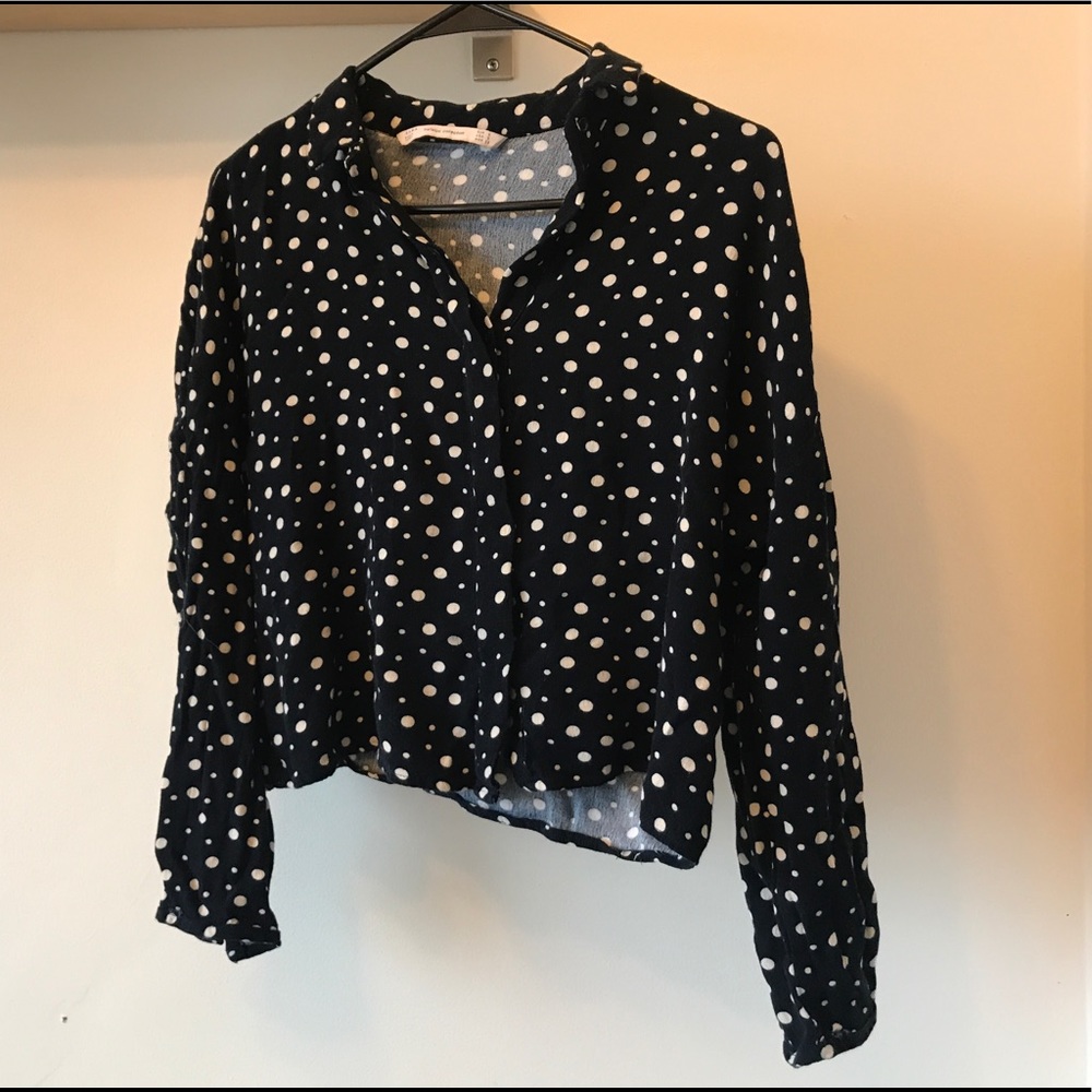 Zara crep polka dot top